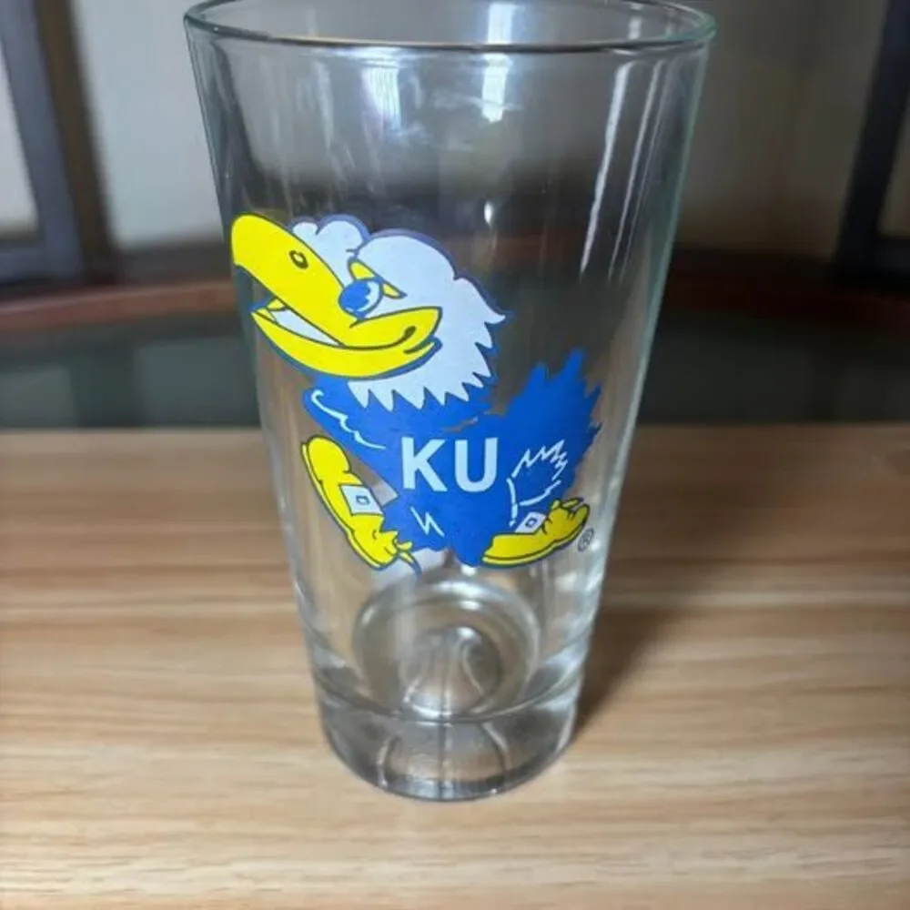 University of Kansas Jayhawks Pint Glass with Basketball Base